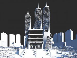 आधुनिक गगनचुंबी इमारत 1 3D मॉडल