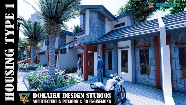 modern housing type 1 3D 모델 .c4d .max .obj .3ds .fbx .stl .blend 