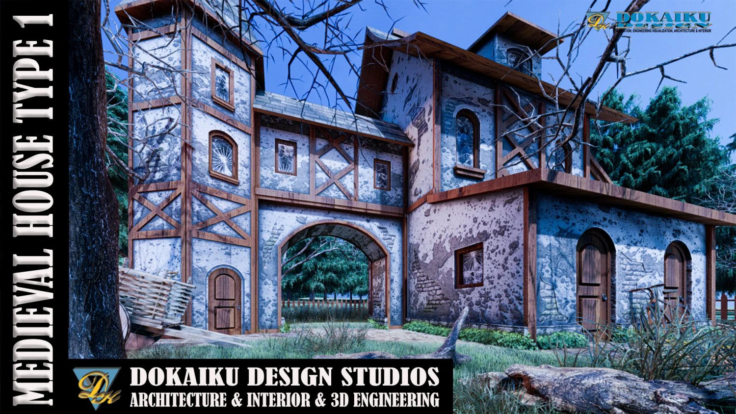 中世の家 タイプ 1 3Dモデル .c4d .max .obj .3ds .fbx .stl .blend 