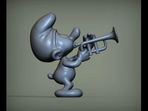 トランペットを持つスマーフの3Dプリントモデル 3Dプリントモデル