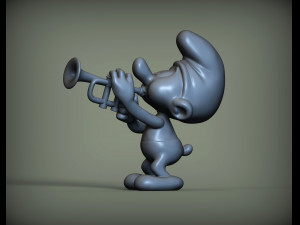 Smurf with trumpet 3d print model 3D Print Model