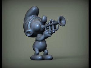 Smurf with trumpet 3d print model 3D Print Model