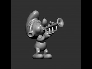 Smurf with trumpet 3d print model 3D Print Model