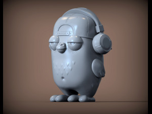 Dove in headphones 3d print model Modèles 3D en vedette