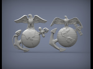 Us marine corps globe and anchor insignia set 3d print model 3Dプリントモデル