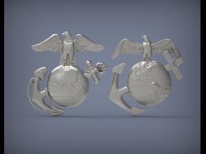 Us marine corps globe and anchor insignia set 3d print model 3D Принт Модель