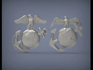 Us marine corps globe and anchor insignia set 3d print model 3D Print Model