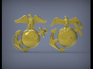 Us marine corps globe and anchor insignia set 3d print model 3D Принт Модель