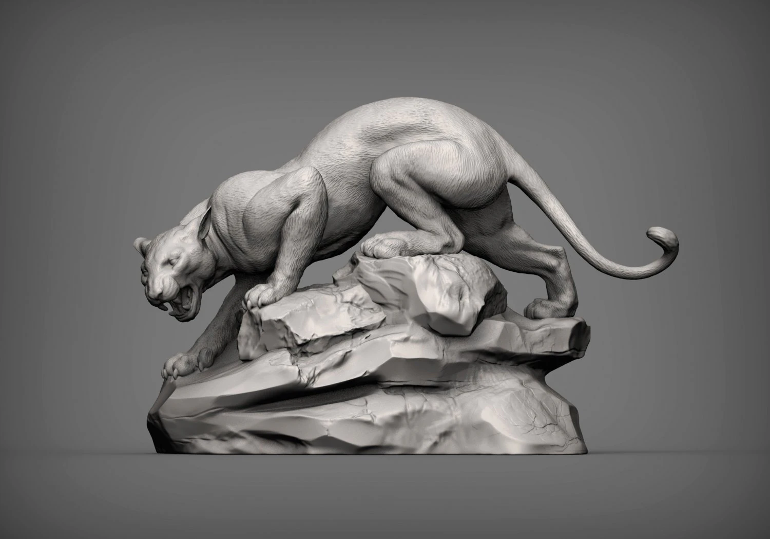 Panther on stone 3D print model 3D Print Model .c4d .max .obj .3ds .fbx .stl .blend 