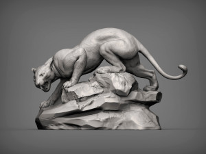 Panther on stone 3D print model Modelo de Impressão 3D