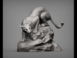 Panther on stone 3D print model 3Dプリントモデル