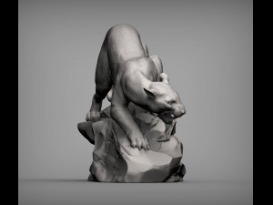 Panther on stone 3D print model 3Dプリントモデル