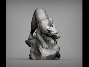 Panther on stone 3D print model 3D Print Model