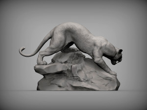 Panther on stone 3D print model 3Dプリントモデル