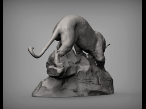 Panther on stone 3D print model 3Dプリントモデル