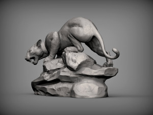 Panther on stone 3D print model 3Dプリントモデル