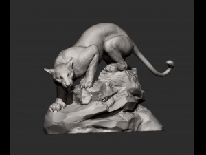 Panther on stone 3D print model 3Dプリントモデル