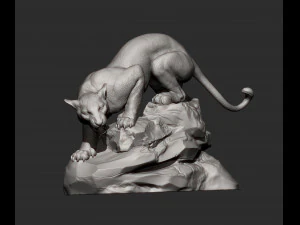 Panther on stone 3D print model 3D Print Model
