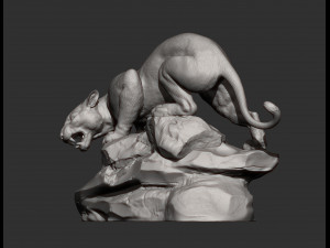Panther on stone 3D print model 3Dプリントモデル