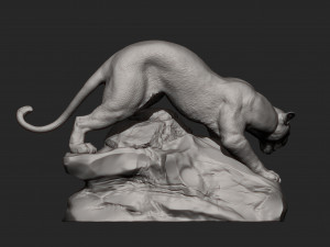 Panther on stone 3D print model 3Dプリントモデル