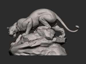 Panther on stone 3D print model 3Dプリントモデル