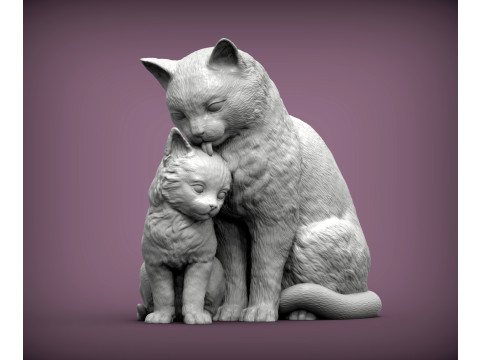 Cat with kitten Modelo de Impressão 3D