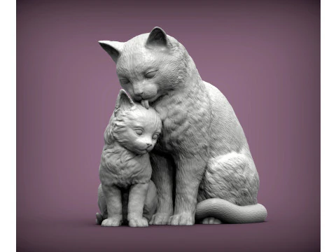 Gatto con gattino Modello di stampa 3D