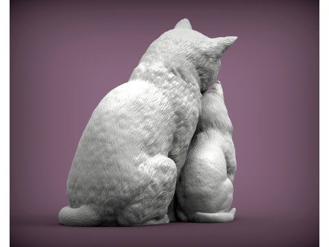 Cat with kitten Modèles 3D en vedette