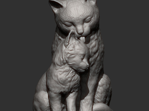 Cat with kitten Modèles 3D en vedette