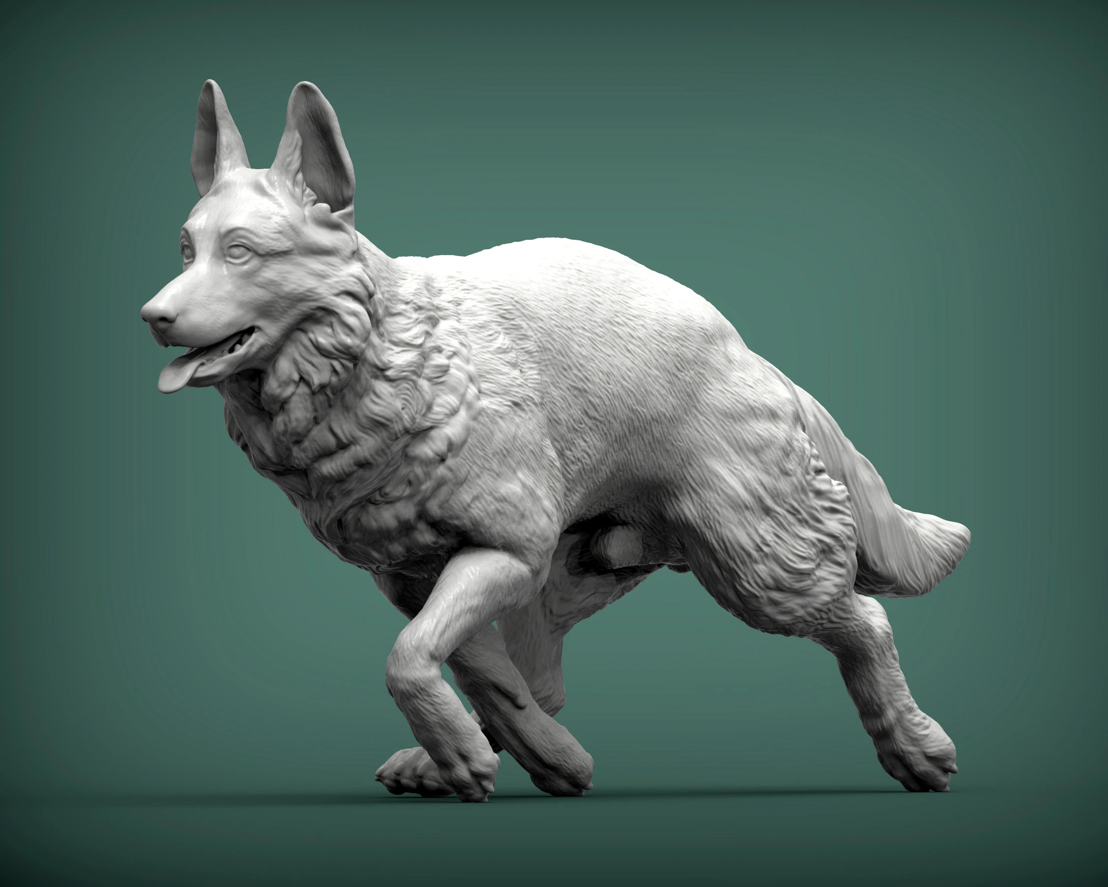 German Shepherd 3D Print Model .c4d .max .obj .3ds .fbx .stl .blend