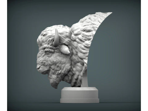 Bison bust 3D Print Model