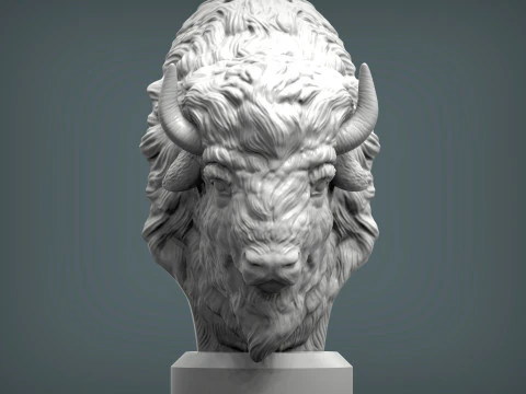 Bison bust 3D Print Model