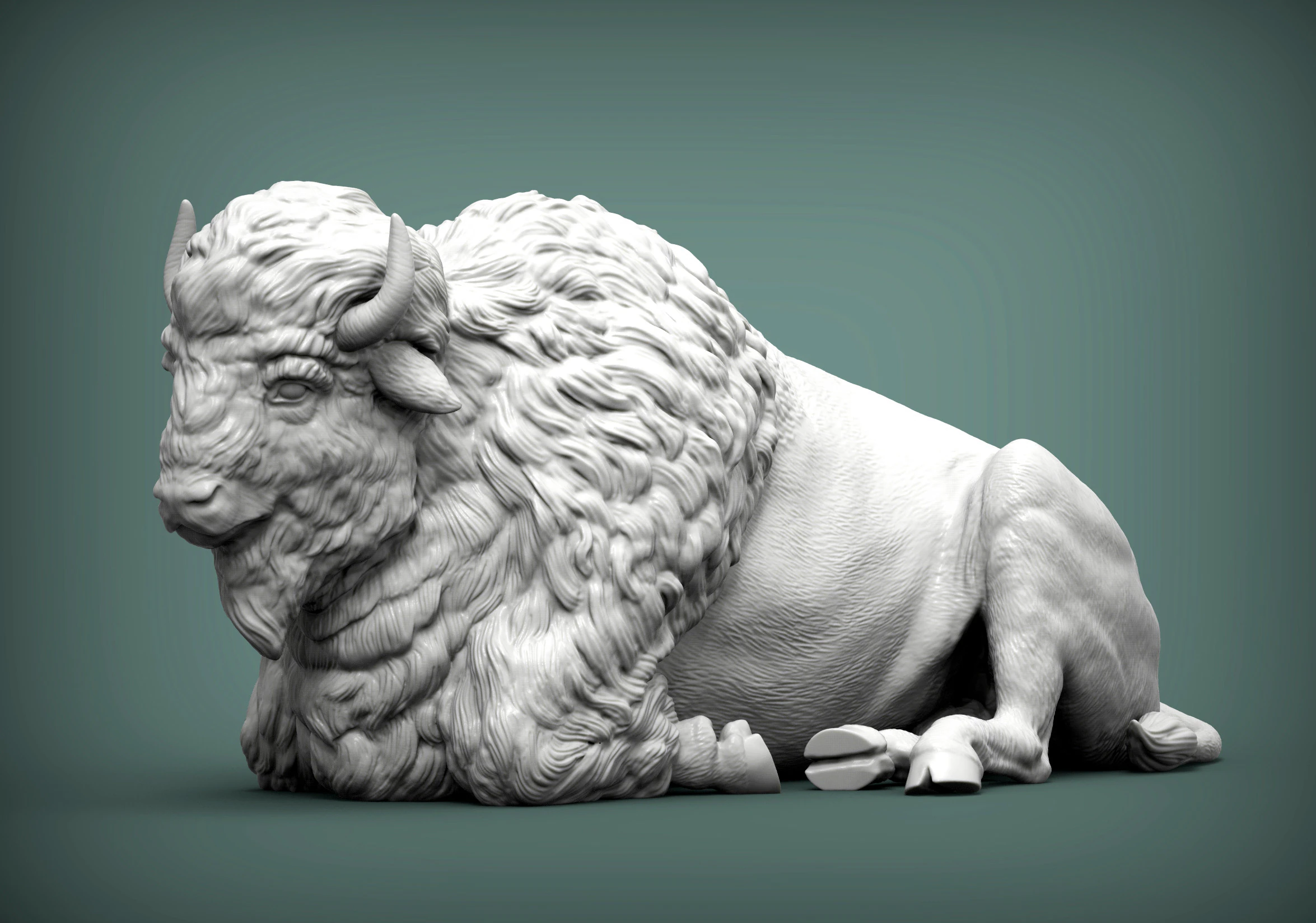 Bison 3D Print Model .c4d .max .obj .3ds .fbx .stl .blend 