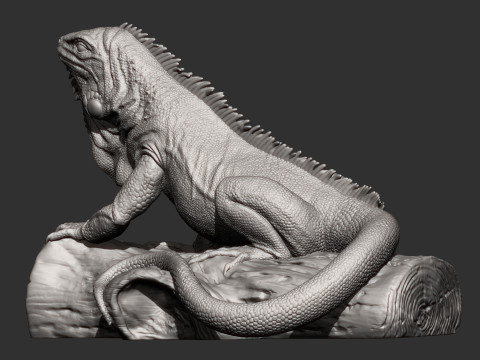 Iguana on log 3Dプリントモデル