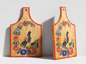 cutting board with painting 3D Model