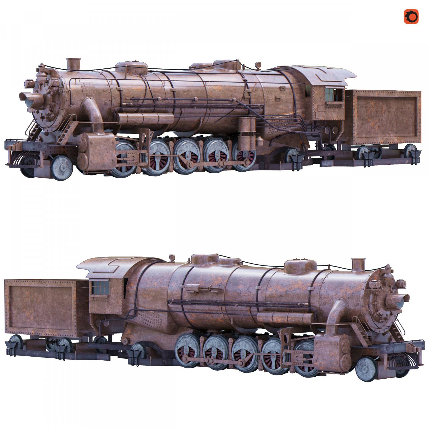 locomotive 3D Model .c4d .max .obj .3ds .fbx .stl .blend 