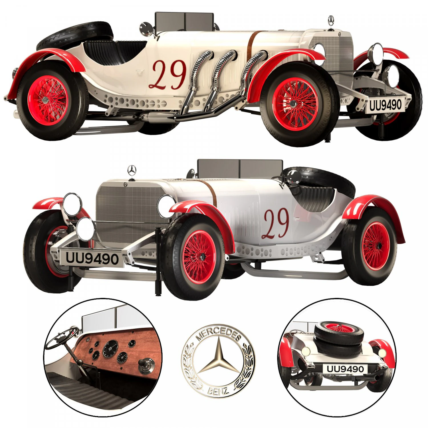 mercedessskl1929 3D Model .c4d .max .obj .3ds .fbx .stl .blend 