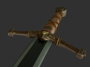 longsword medieval type xvia - low poly model 3D Model