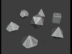 rpg polyhedral dice set wood carved style 3D Print Model