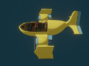 toon aircraft - airship 3D Модель