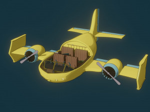 toon aircraft - airship 3D Модель
