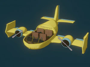 toon aircraft - airship 3D Model