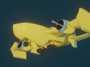 toon aircraft - airship 3D Модель