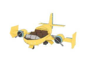 toon aircraft - airship 3D Model