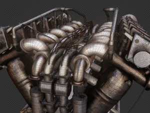 Aircraft V-Type Engine Vintage 3D Model