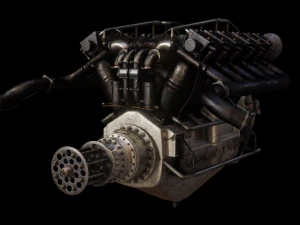 Aircraft V-Type Engine Vintage 3D Model