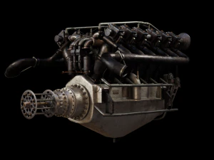 Aircraft V-Type Engine Vintage 3D Model