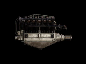 Aircraft V-Type Engine Vintage 3D Model