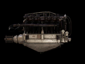 Aircraft V-Type Engine Vintage 3D Model
