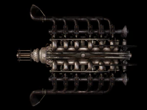 Aircraft V-Type Engine Vintage 3D Model